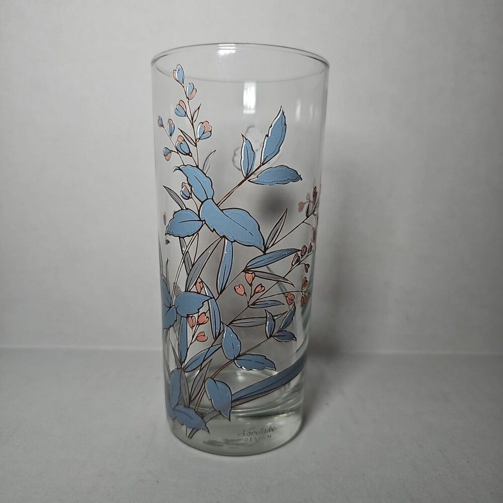 Vintage Keltcraft Noritake Kilkee Glass Tumbler Butterfly Foliage Single Glass